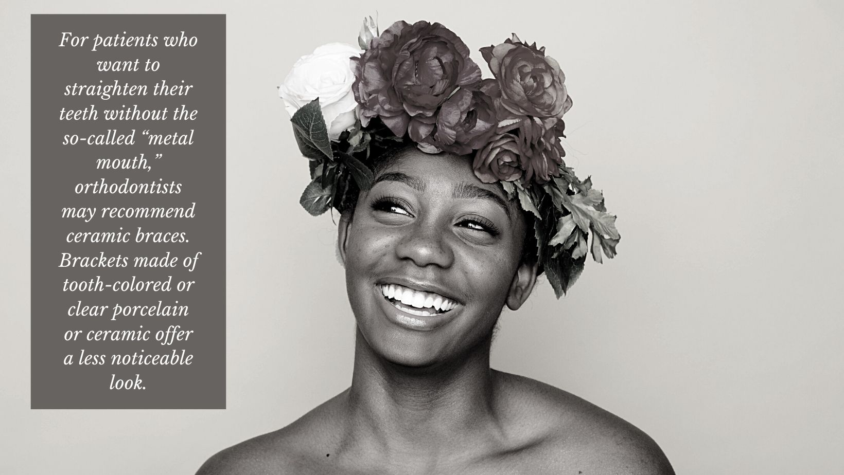 woman smiling with ceramic braces